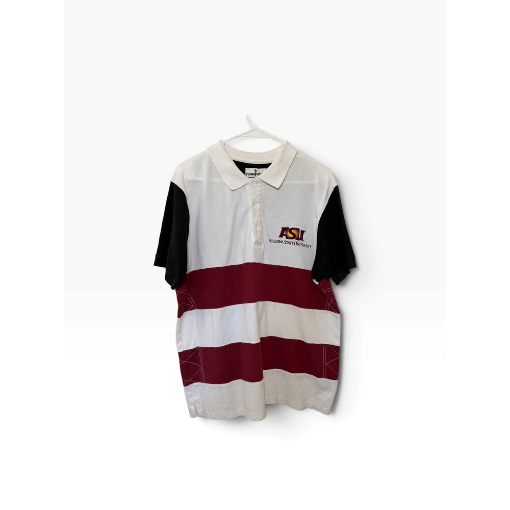 Flying Colors ASU Arizona State University Rugby Polo Shirt Maroon White Black L